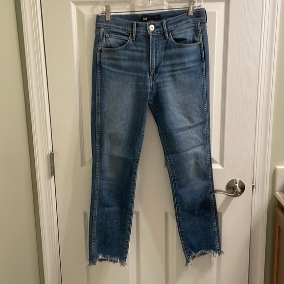 3x1 Shredded Crop High Rise Straight Denim Jeans Size 27 - Picture 2 of 5